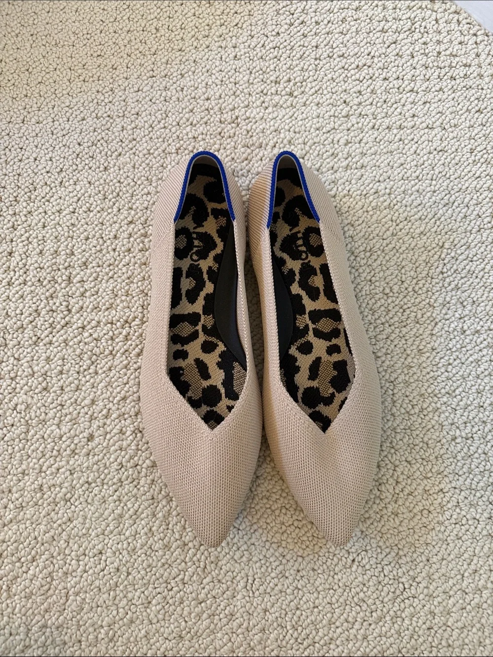 ROTHY Women’s Pointed Knit Ballet Flats in Light Beige